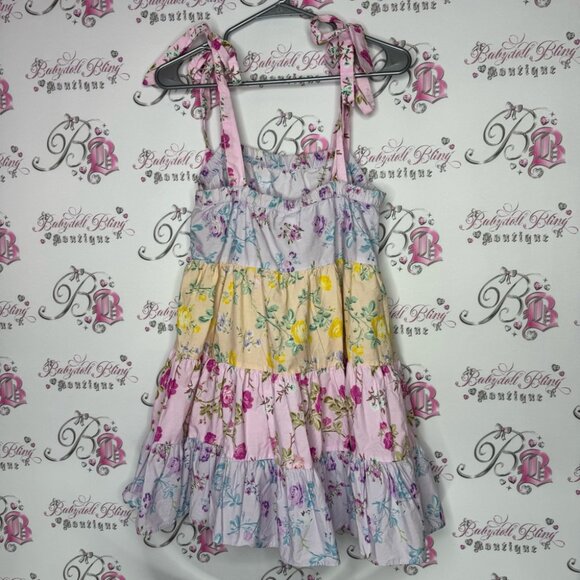 Love shack fancy dress tiered pastel floral ruffle frilly tie up straps cute - Picture 2 of 7